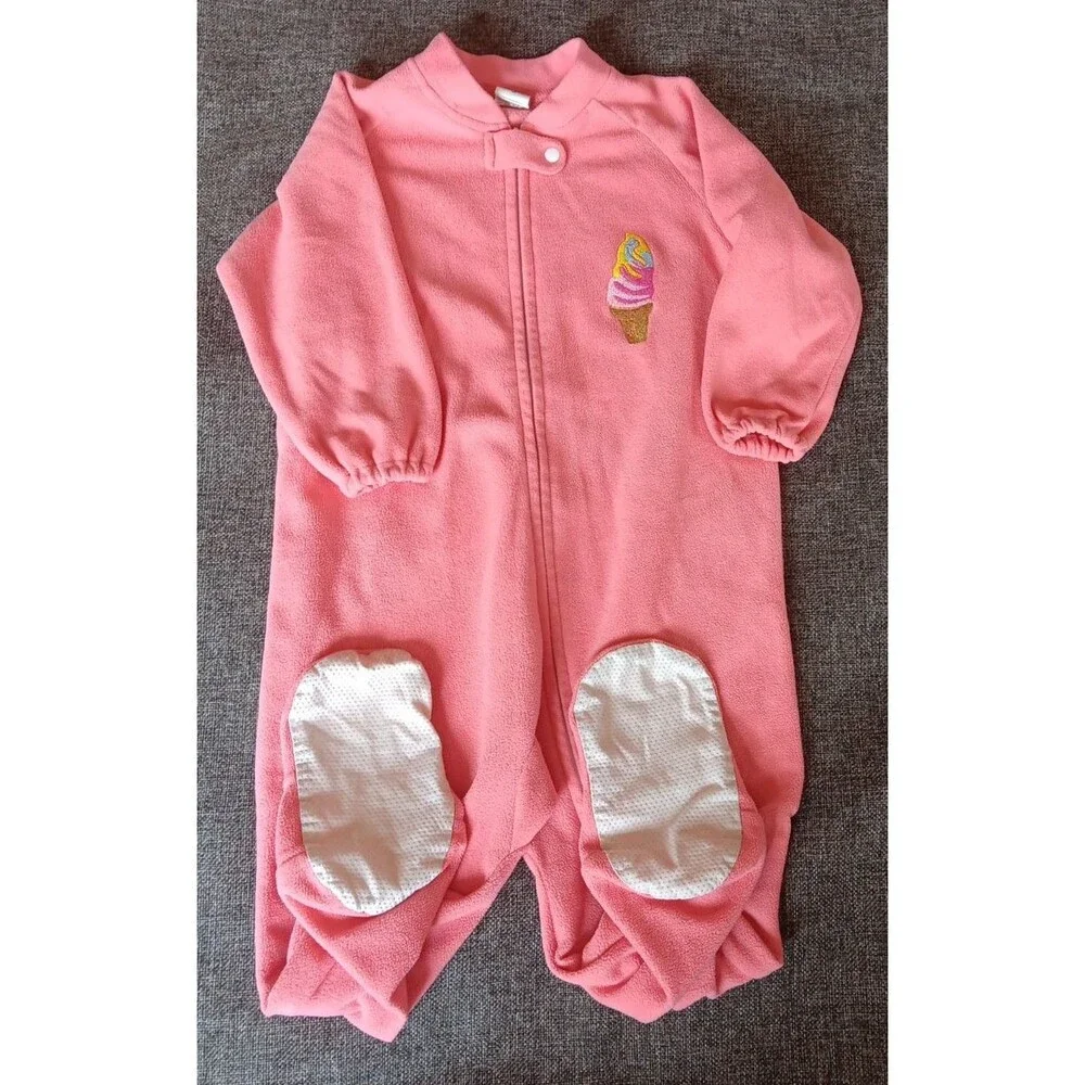 pajamas 3T month Girls Pink Fleece sleeper Ice Cream Cone